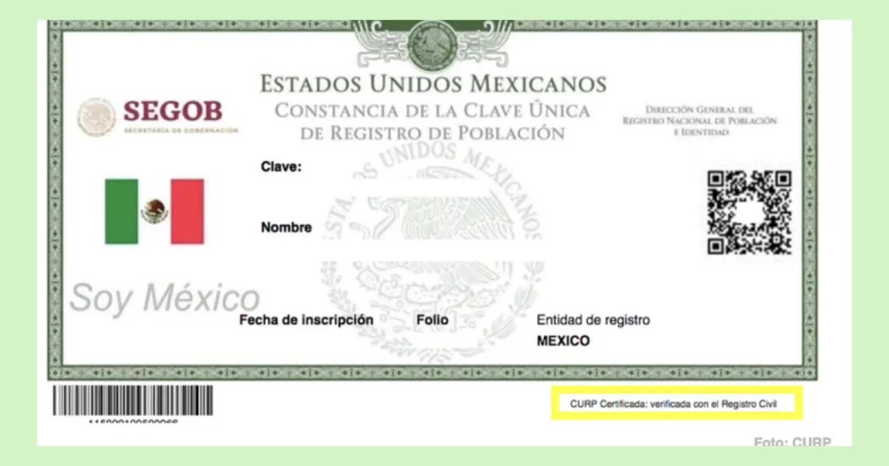 Obtener la CURP certificada